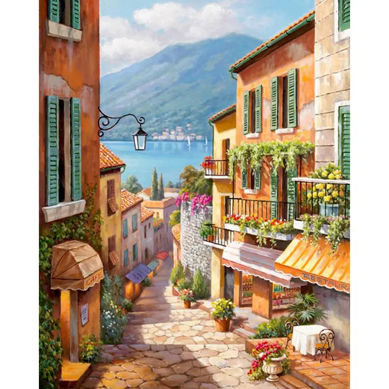 Toile à peindre numéroté - Villes Méditerranéennes & Villages Côtiers