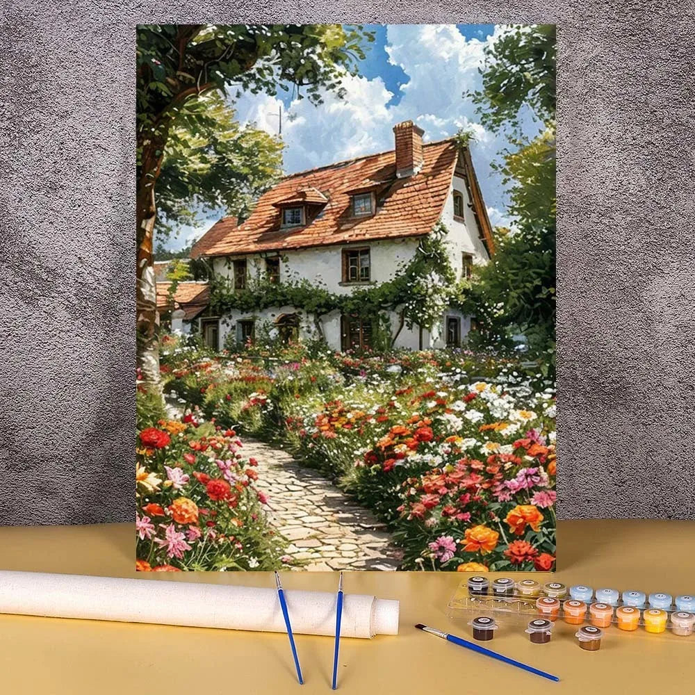 Toile à peindre numéroté - Maisons Champêtres & Cottages Fleuris