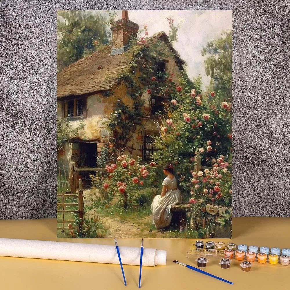 Toile à peindre numéroté - Maisons Champêtres & Cottages Fleuris