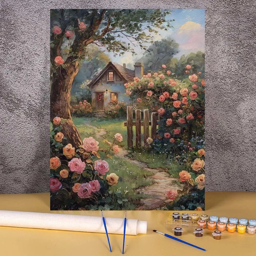 Toile à peindre numéroté - Maisons Champêtres & Cottages Fleuris