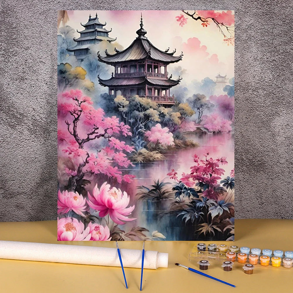 Toile à peindre numéroté - Architecture & Paysages Asiatiques