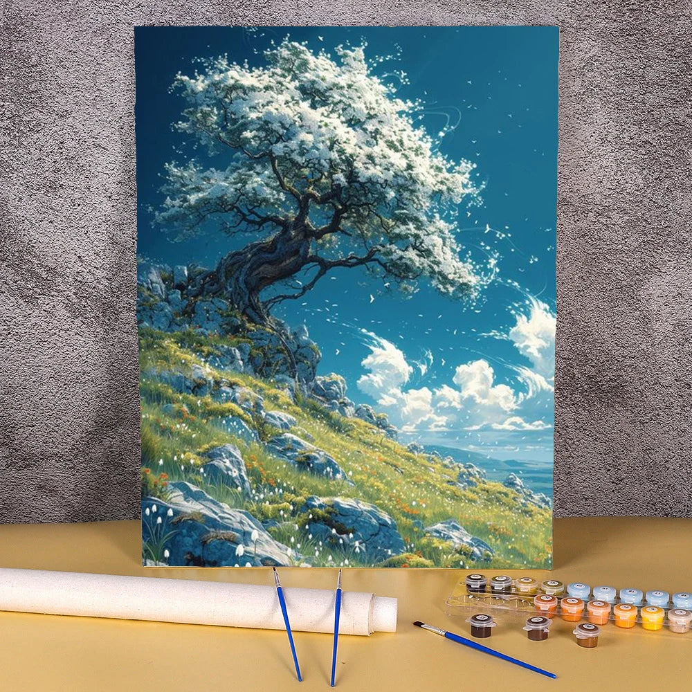 Toile à peindre numéroté - Arbres Fleuris & Paysages Poétiques