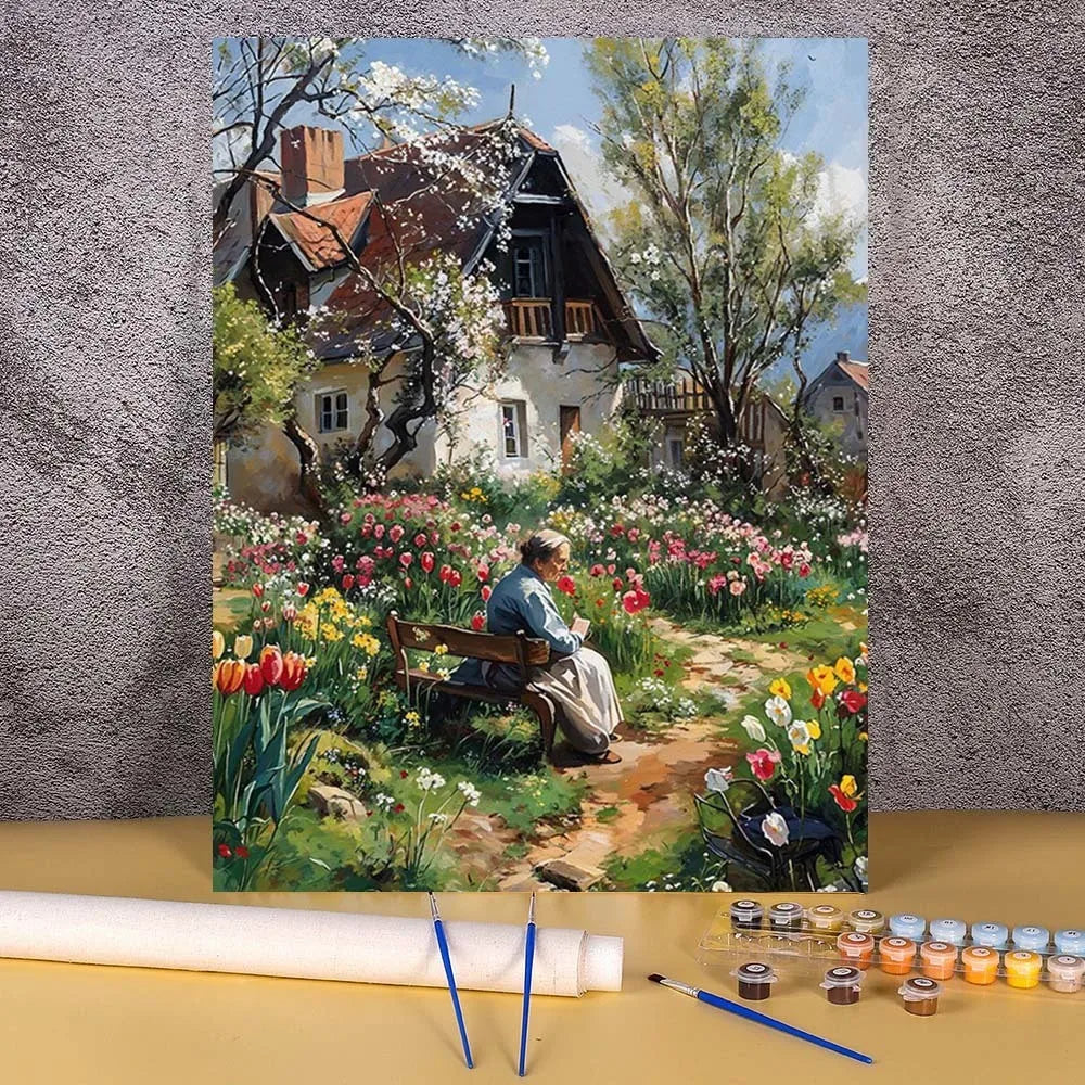 Toile à peindre numéroté - Maisons Champêtres & Cottages Fleuris