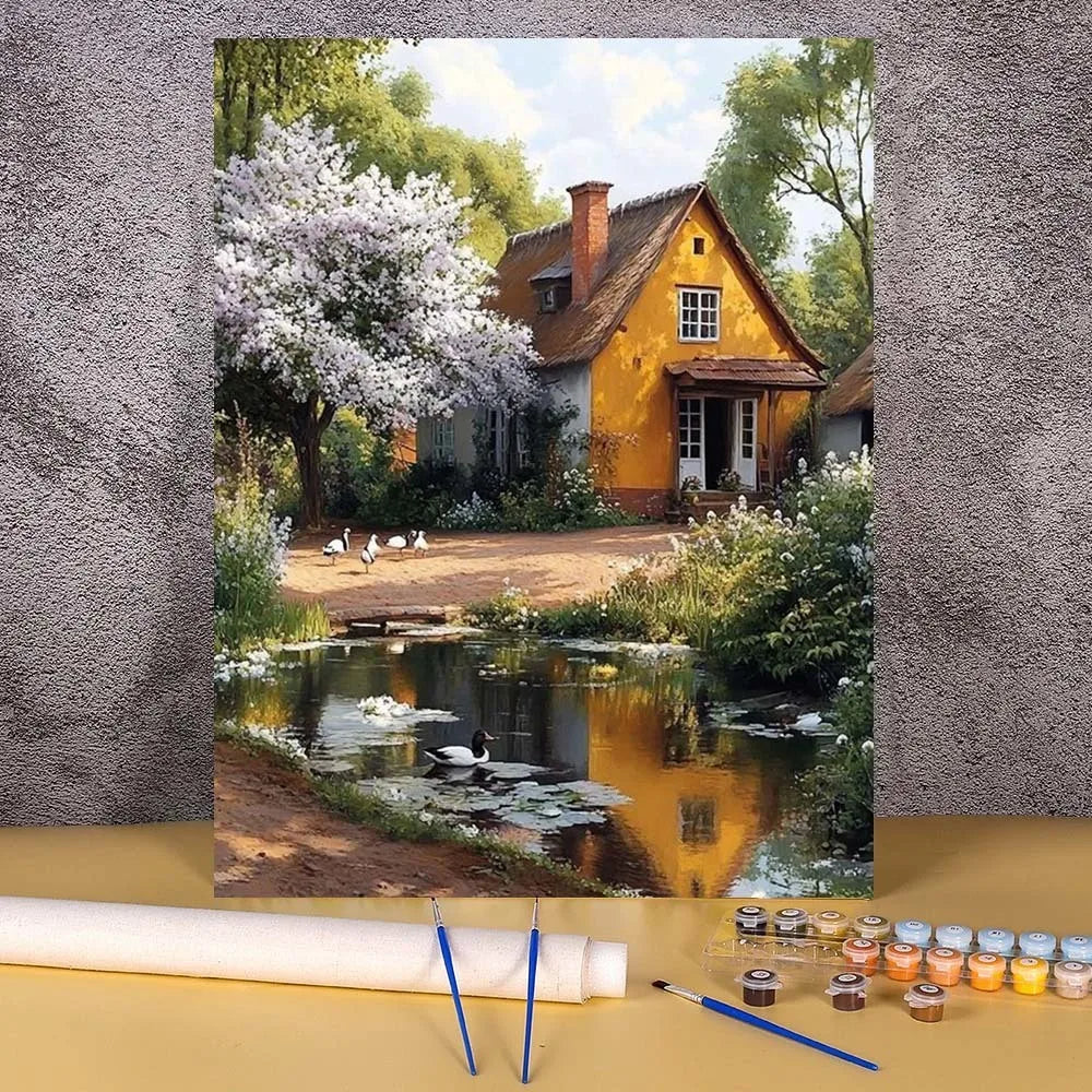 Toile à peindre numéroté - Maisons Champêtres & Cottages Fleuris