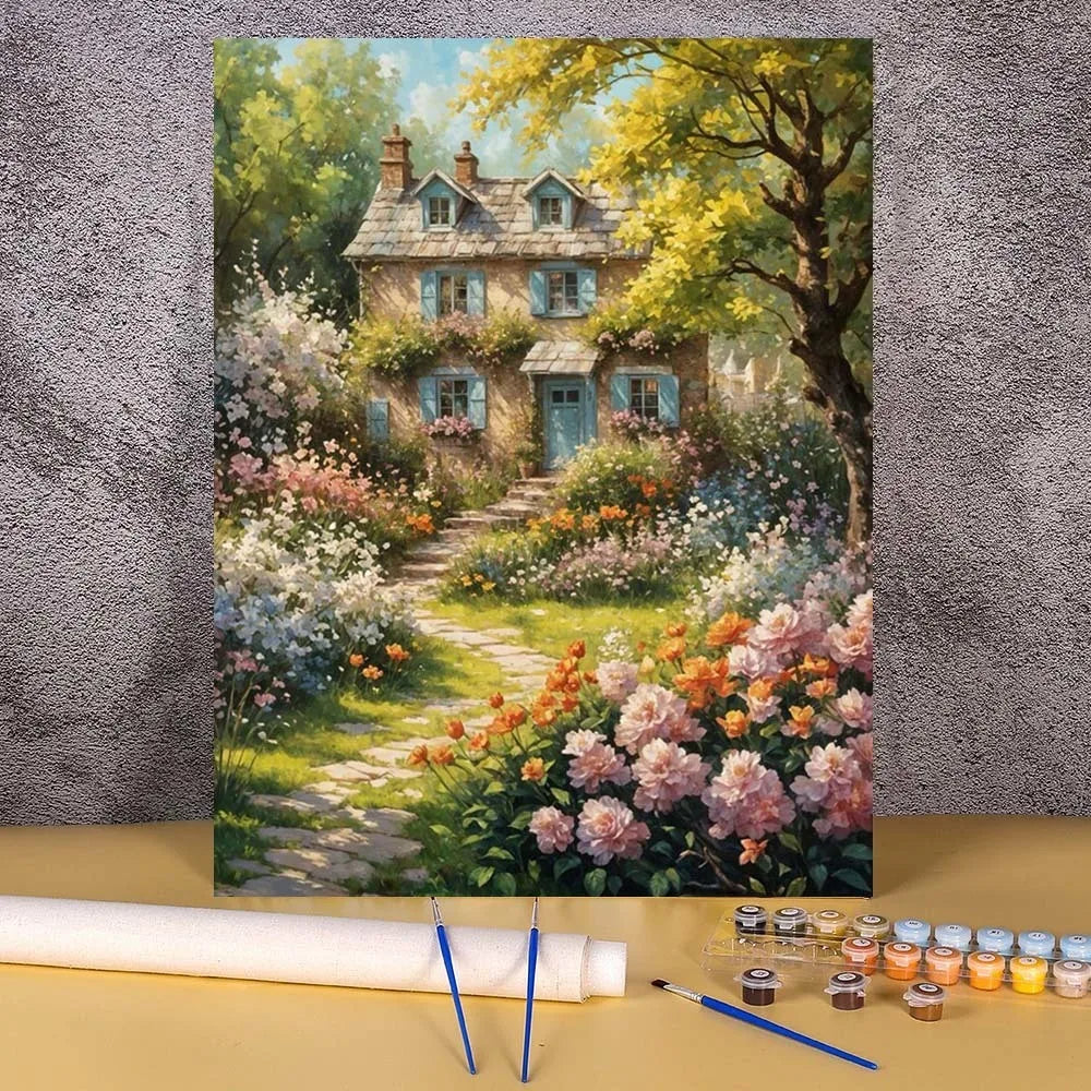 Toile à peindre numéroté - Maisons Champêtres & Cottages Fleuris