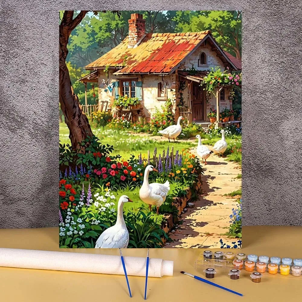 Toile à peindre numéroté - Maisons Champêtres & Cottages Fleuris